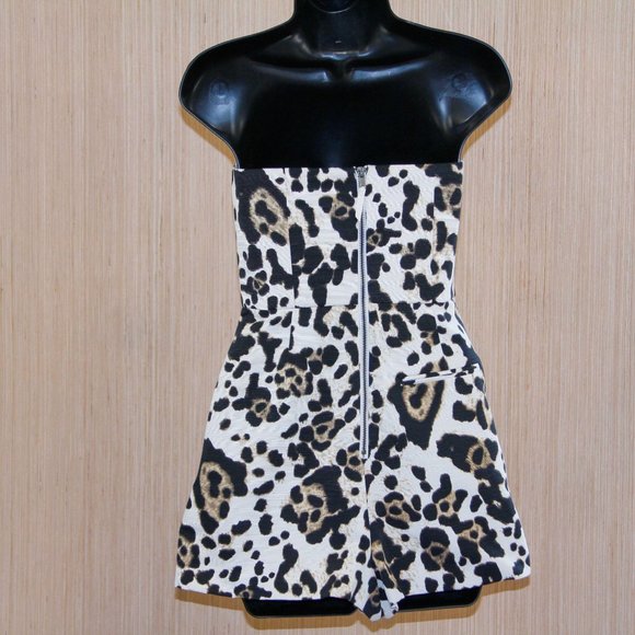 Topshop Strapless Leopard Print Romper - 4 - Picture 2 of 3